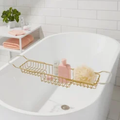 Room Essentials Sales Store 24 Metal Bathtub Tray With Expandable Arms Brass - Room Essentials™