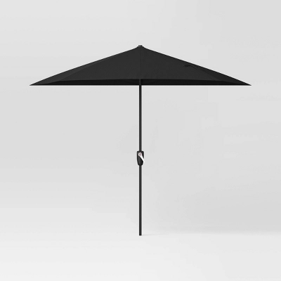 7.813'x8.83' Half Circle Patio Umbrella - Black Pole - Room Essentials™ 6 7.813'x8.83' Half Circle Patio Umbrella - Black Pole - Room Essentials™ - Image 6