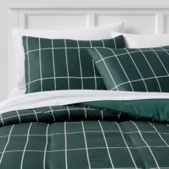 Grid Print Microfiber Reversible Comforter & Sheet Set Dark Green - Room Essentials™ -Room Essentials Sales Store GUEST 52658d90 442c 4f77 95f8 b9cc7e5b7e67