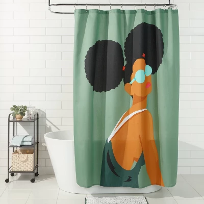 Puffs Shower Curtain Green - Room Essentials™ 1 Puffs Shower Curtain Green - Room Essentials™