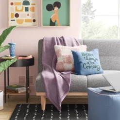 Room Essentials Sales Store 26 'Better Things Are Coming' Embroidered Cotton Square Throw Pillow Blue - Room Essentials™