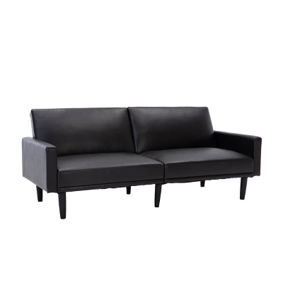 Faux Leather Futon Sofa With Arms Black - Room Essentials™ 7 Faux Leather Futon Sofa With Arms Black - Room Essentials™ - Image 7