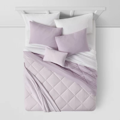 Solid Microfiber Reversible Decorative Bed Set With Throw - Room Essentials™ 2 Solid Microfiber Reversible Decorative Bed Set With Throw - Room Essentials™ - Image 2